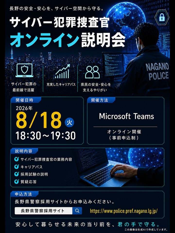 「長野県警察サイバー犯罪捜査官～オンライン説明会～」の写真